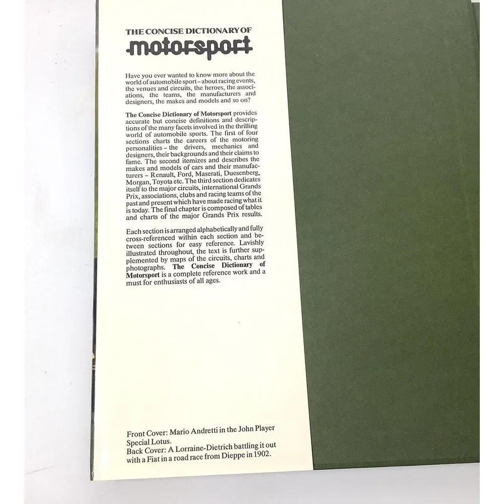 George Bishop The Concise Dictionary‎ Of Motorsport 1st Edition Bison 1979 HC DJ